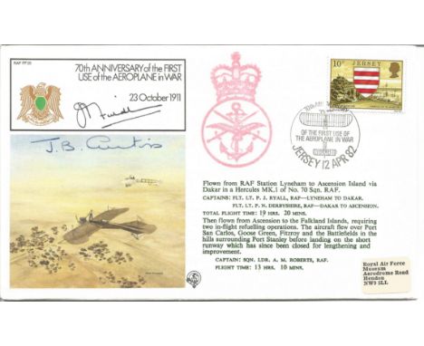 Air Marshal Sir John Curtiss and Admiral Sir John Fieldhouse signed 70th Anniversary of the First Use of the Aeroplane in War
