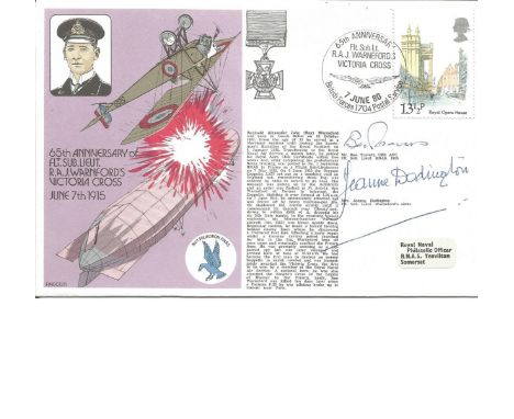 Great War veteran Mr Ben Travers and Mrs Jeanne Dodington signed RNSC(3)1 cover commemorating the 65th Anniversary of Flt Sub