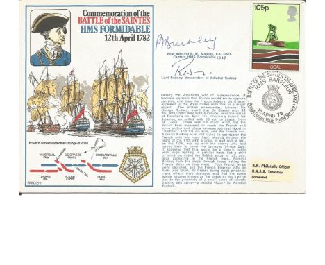 Rear Admiral R N Buckley and Lord Rodney, descendant of Admiral Rodney signed cover RNSC(2)11 commemorating the Battle of the