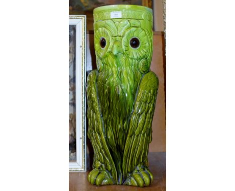 RARE BRETBY POTTERY STICK STAND MODELLED AS AN OWL     