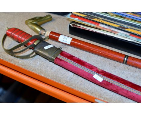 NOVELTY WALKING STICK WITH CONCEALED FLASK & DECORATIVE SWORD     