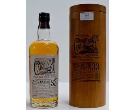 THE CRAIGELLACHIE BY EDWARD & MACKIE 33 YEARS OLD SMALL BATCH SPEYSIDE SINGLE MALT SCOTCH WHISKY WITH WOODEN PRESENTATION BOX