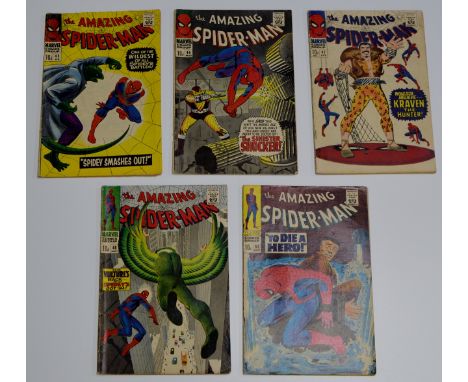 5 RARE & VINTAGE COMIC BOOKS, THE AMAZING SPIDERMAN - ISSUE NUMBERS 45, 46, 47, 48 & 52     
