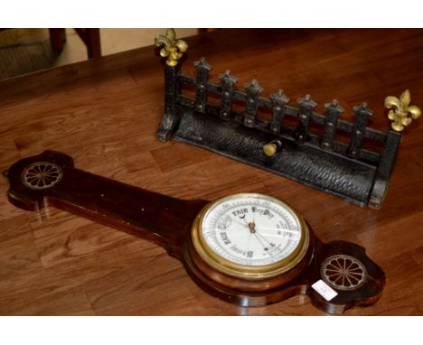 MAHOGANY CASED BAROMETER & FIRE GRATE     