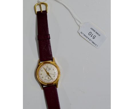 VINTAGE GENTS PAROS WRIST WATCH WITH DATE, SUBSIDIARY DIAL & CRESCENT MOON SECOND HAND ON LEATHER STRAP     