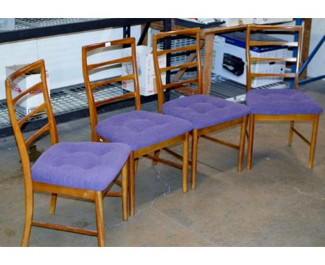 SET OF 4 TEAK LADDER BACK CHAIRS     