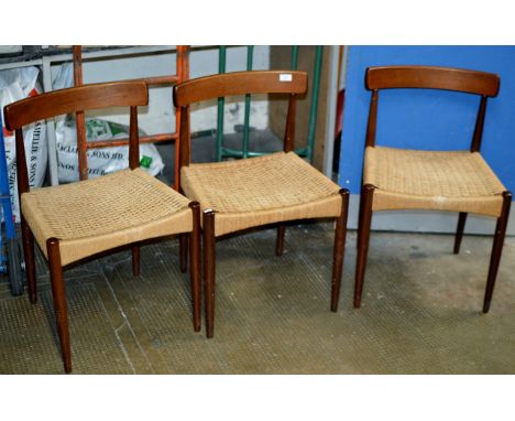 SET OF 3 VINTAGE DANISH STYLE TEAK FRAMED CHAIRS     