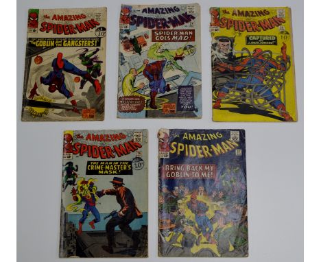 5 RARE & VINTAGE COMIC BOOKS, THE AMAZING SPIDERMAN - ISSUE NUMBERS 23, 24, 25, 26 & 27     