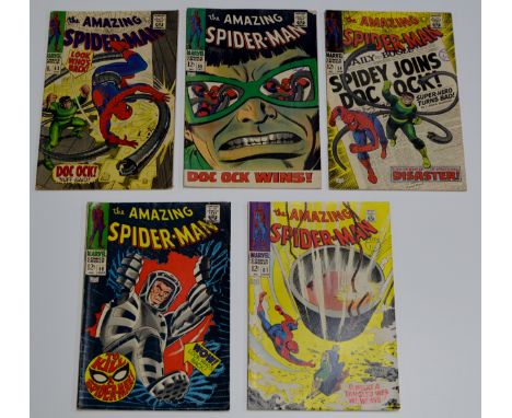 5 RARE & VINTAGE COMIC BOOKS, THE AMAZING SPIDERMAN - ISSUE NUMBERS 53, 55, 56, 58 & 61     