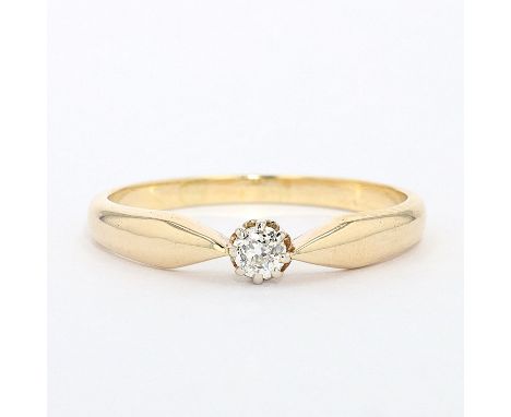  Ring mit einem Diamant  Material: geprüft auf 585 Gold Diamanten: 1 Diamant im Altschliff, ca. 0,15 ct, Reinheit: SI, Farbe: