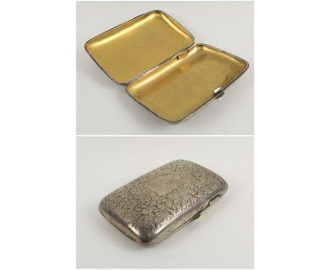 SILVER CIGAR CASE, Victorian with foliate engraved decoration and gilt interior, Birmingham 1899, 12cm H x 7.5cm W.