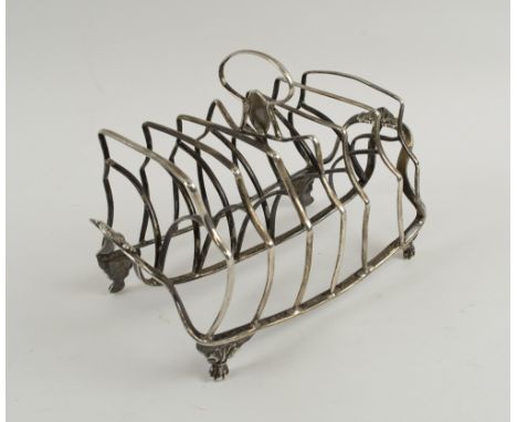 SILVER TOAST RACK, George III hallmarked London 1817, 17cm x 9cm x 11.75cm H max.