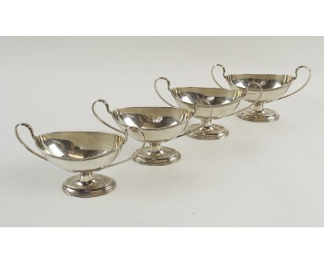 SILVER SALTS, a set of four, George V, of Adam revival form, hallmarked Chester 1910, makers Stokes & Ireland Ltd, total weig