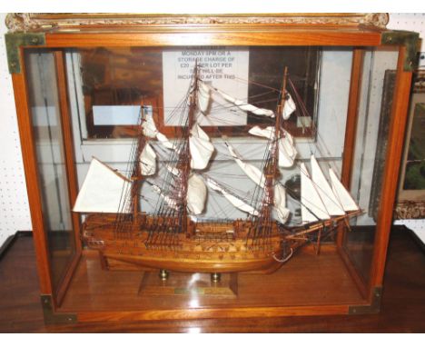 MODEL SHIP, scratch built study of the three masted warship 'Superb 1784', in glazed cast, 64cm W x 26cm D x 52cm H overall. 
