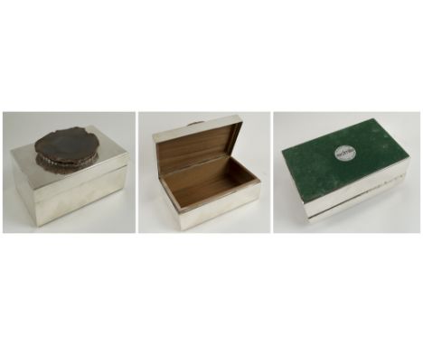 ANTHONY REDMILE CIGAR BOX, silver plate, the lid mounted a specimen quartz, cedarwood lining, 20.5cm x 12.75cm x 9cm H.