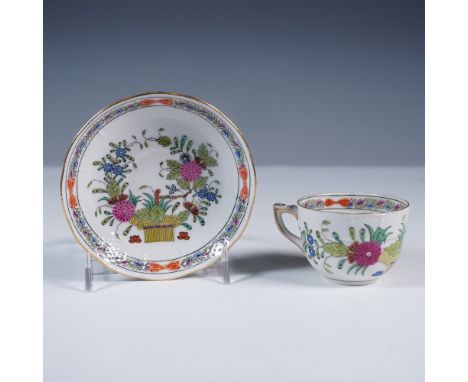 Herend porcelain demitasse cup and saucer set in the vibrant Indian Basket Multicolor pattern. This hand-painted design featu