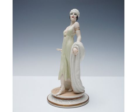 Elegant Capodimonte porcelain figurine titled Mode Liberty, sculpted and signed by Italian artist Sandro Maggioni. This refin