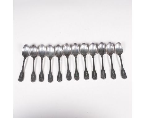 A set of twelve Christofle silverplated coffee spoons, elegantly crafted and featuring the renowned Christofle hallmark with 