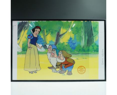 Charming limited edition serigraph issued by The Walt Disney Company featuring Snow White accompanied by three of her beloved