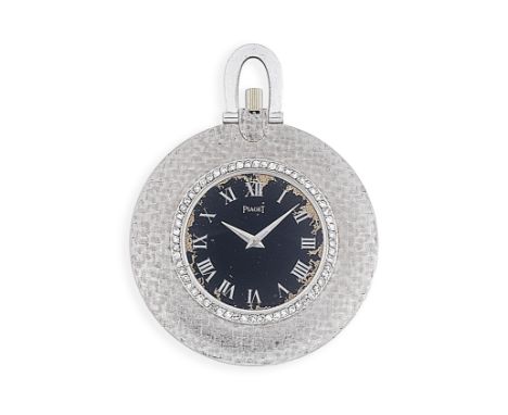 Piaget. An 18K white gold keyless wind open face slim pocket watchDate: Circa 1930Movement: 18-jewel Cal.9P manual wind, adju