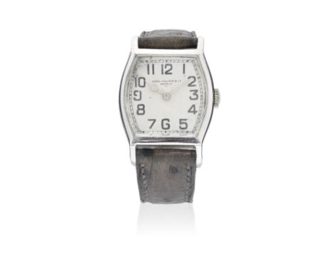 Patek Philippe. An early and rare platinum tortue form manual wind wristwatchDate: Movement manufactured 1913, Sold 8th Septe