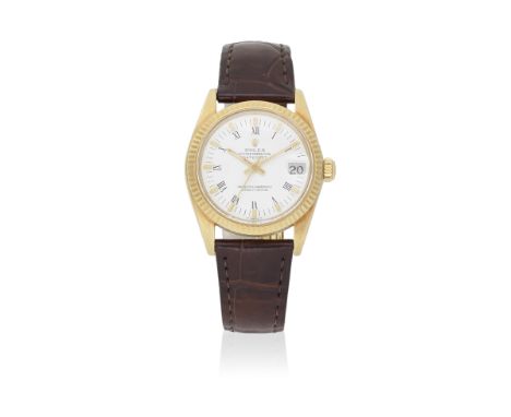 Rolex. An 18k gold automatic calendar wristwatchModel: DatejustReference: 6827Date: Circa 1981Movement: 28-jewel Cal.2030 aut