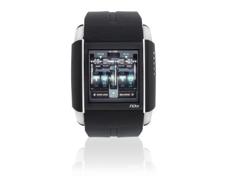 HD3. A titanium and black PVD electronic quartz rectangular wristwatch with digital displayModel: SlydeReference: 1146-1056 1