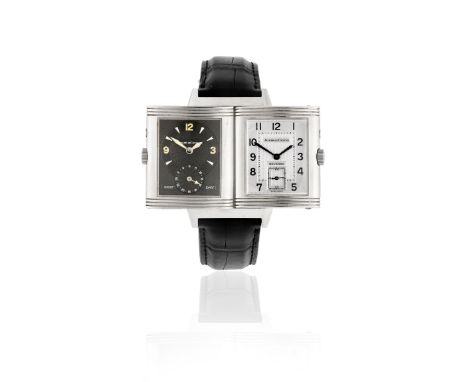 Jaeger-LeCoultre. A stainless steel manual wind reversible wristwatch with 24 hour indicationModel: Reverso Night &amp; DayRe