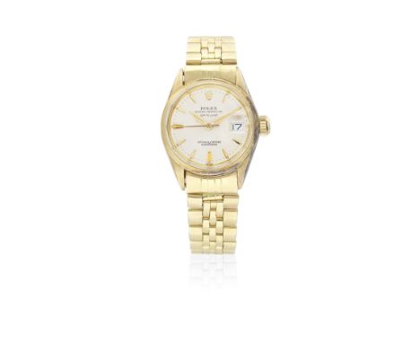 Rolex. A lady's 18K gold automatic calendar bracelet watchModel: DatejustReference: 6516/6517Date: Circa 1963Movement: 26-jew