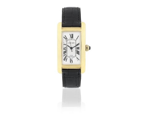 Cartier. An 18K gold automatic calendar wristwatchModel: Tank AméricaineReference: 1725Date: Circa 1995Movement: 25-jewel ETA