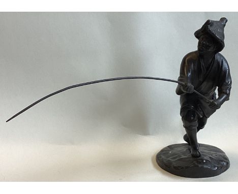 A good Chinese bronze of a gent fishing. Seal mark to base. Est. £200 - £300.