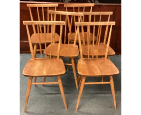 ERCOL: A matched set of six chairs. Est. £50 - £80.