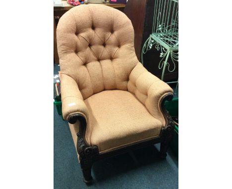 A Victorian button back arm chair. Est. £30 - £40.