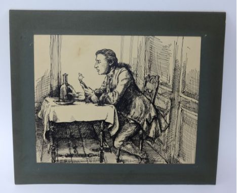 Robert Lenkiewicz (1941-2002), 'The Letter Reader', pen and ink, signed, circa 1970, with artist typed paper title lable vers