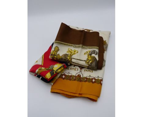 THREE HERMES SCARVES.