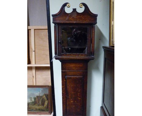 TWO 18TH.C. LONG CASE CLOCK CASES, THE FIRST WITH 10.5" WINDOW, STANDING 194CMS HIGH, THE SECOND WITH 10" WINDOW, STANDING 18