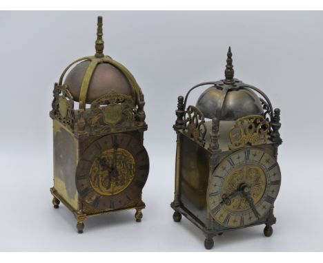 AN EARLY 20TH.C.BRASS LANTERN STYLE DESK CLOCK, THE DIAL ENGRAVED WITH ROYAL COAT OF ARMS AND GR CYPHER, DATED 1937, FRENCH M