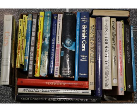 Motor Car Interest: A box of mainly hardback volumes, to include: Jonathan Wood Great Marques of America Julian Pettifer &amp