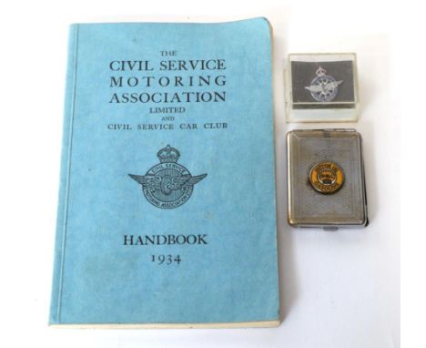 CSMA - Civil Service Motoring Association/Civil Service Car Club 1934 Handbook; A  CSMA Member's Plated and Enamelled Lapel B