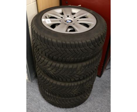 A Set of Four Dunlop SP Winter Sport M3 Run Flat Tyres, 205/55/R16, currently on BMW steel wheels fitted with BMW wheel trims