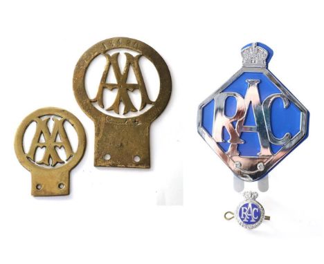 A Large Brass Wingless AA Badge, numbered 13420 and signed Stenson Cooke Secretary; A Small Unnamed Example, for a light car 