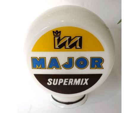 A Major Supermix Opaque Glass Double-Sided Petrol Pump Globe, the base stamped Hailware British Made, diameter of neck 17cm (