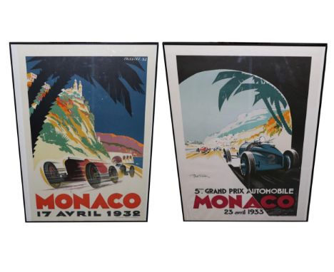 Monaco 17th April 1932, a reproduction framed advertising poster, the bottom corner stamped Imp Arte Paris - Musée de l'Autom