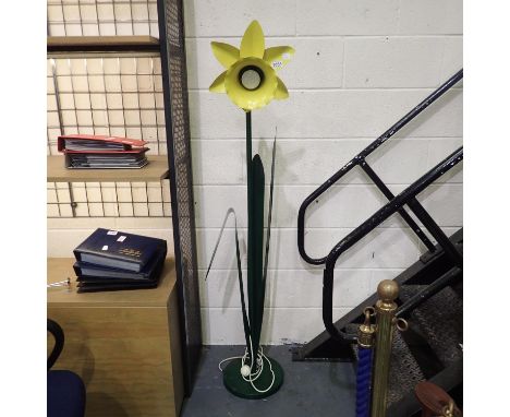 Mike Bliss (20th century): floor standing daffodil lamp c.1986, H: 62cm. Some paint loss to base otherwise good condition. No