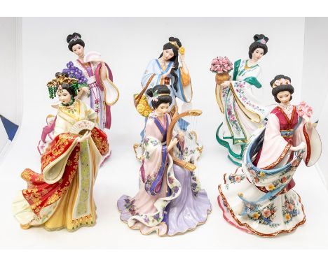 Six Danbury Mint figures to include Iris Princess, The Plum Blossom Princess, Jade Empress, The Rose Princess, Harp Princess 