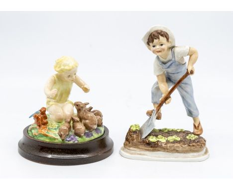 Two Royal Worcester figures to include: Saturdays Child Works Hard for a Living', No. 3524 and Woodland Dance modelled by Fre