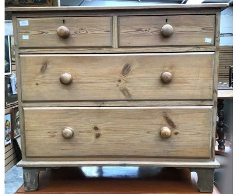 A Victorian pine chest of drawers, comprising two short over two long graduated drawers, raised on bracket feet, 89cm high, 9