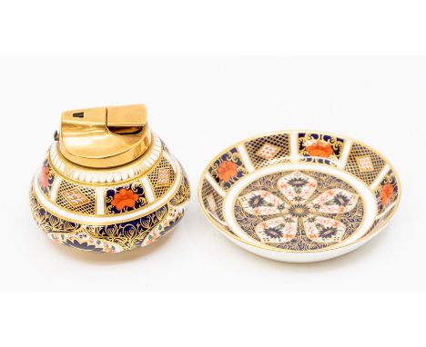 Royal Crown Derby 1128 Imari table lighter and pin dishCR both second quality, no chips or cracks