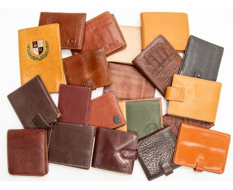 Twenty various recent and vintage gentleman's leather wallets in tan and brown tones. (20)Condition: some signs of use to all
