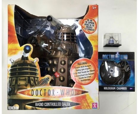 Dr Who Dalek, radio controlled, 12” tall, unused, flashing lights, speech, control unit with five button sound selector, alon